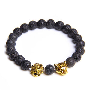 Bracelet Lion<br>Perles Noir