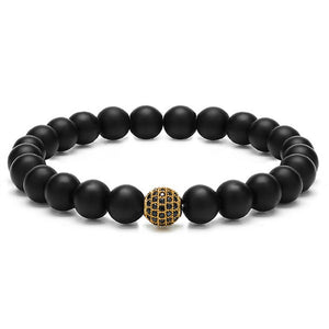 Bracelet Lion<br>perles noir de Lave