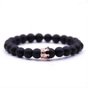 Bracelet Lion<br>perles noir de Lave