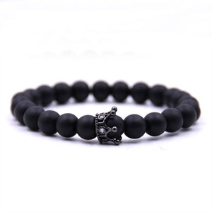 Bracelet Lion<br>perles noir de Lave