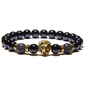 Bracelet Lion<br>Perles Noir