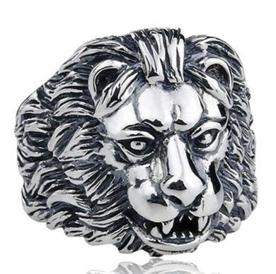 Bague acier avec Lion