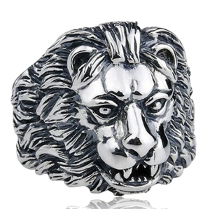 Bague acier avec Lion