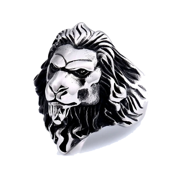 Bague tête de Lion Chef (acier)