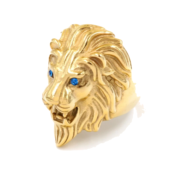 Bague Tête de Lion<br>Rugissant (acier)