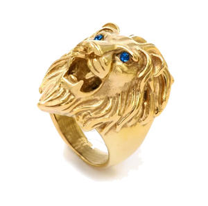 Bague Tête de Lion<br>Rugissant (acier)