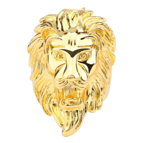 Bague Tête de Lion<br>Rugit Or  (acier)