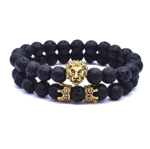Bracelet Lion<br> Tête Lion lugubre Noir