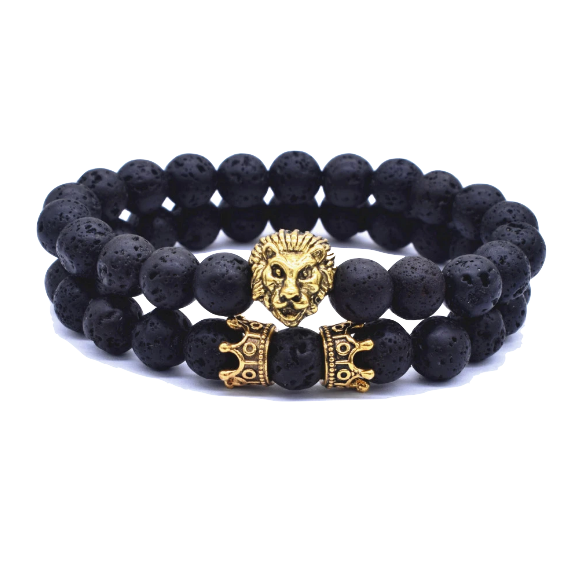 Bracelet Lion<br> Tête Lion lugubre Noir