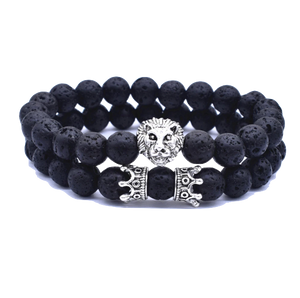 Bracelet Lion<br> Tête Lion lugubre Noir