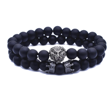 Charger l&#39;image dans la galerie, Bracelet Lion&lt;br&gt; Tête Lion lugubre Noir