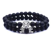 Charger l&#39;image dans la galerie, Bracelet Lion&lt;br&gt; Tête Lion lugubre Noir