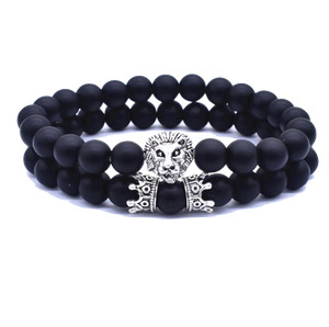 Bracelet Lion<br> Tête Lion lugubre Noir