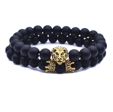Charger l&#39;image dans la galerie, Bracelet Lion&lt;br&gt; Tête Lion lugubre Noir