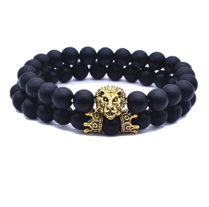 Bracelet Lion<br> Tête Lion lugubre Noir