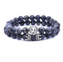 Charger l&#39;image dans la galerie, Bracelet Lion&lt;br&gt; Tête Lion lugubre Noir