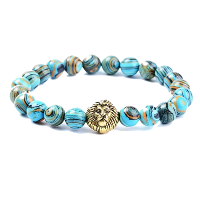 Bracelet Lion<br> Perles bleues