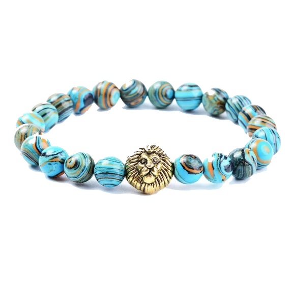 Bracelet Lion<br> Perles bleues