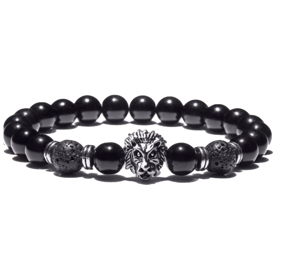 Bracelet Lion<br>Perles Noir