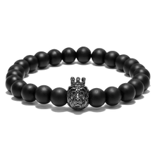 Charger l&#39;image dans la galerie, Bracelet Lion&lt;br&gt;perles noir de Lave