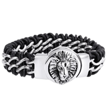 Charger l&#39;image dans la galerie, Bracelet Lion&lt;Br&gt; Titane et Cuir