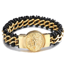Charger l&#39;image dans la galerie, Bracelet Lion&lt;Br&gt; Titane et Cuir