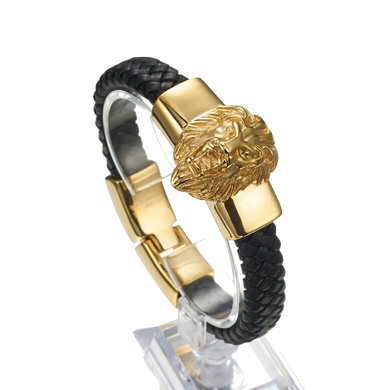 Bracelet Lion <br>Cuir Lion Doré