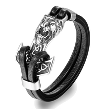 Charger l&#39;image dans la galerie, Bracelet Lion&lt;br&gt; Cuir Ancre