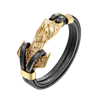 Bracelet Lion<br> Cuir Ancre