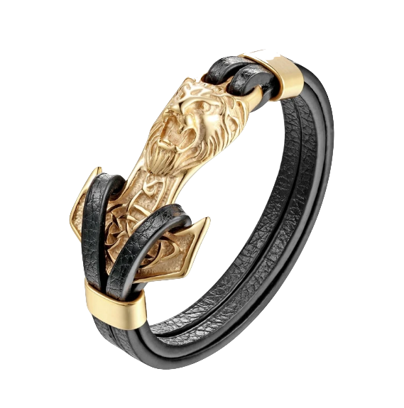 Bracelet Lion<br> Cuir Ancre