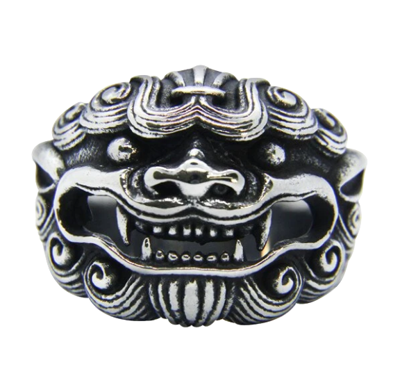Bague Tête de Lion<br> Asiatique (argent)