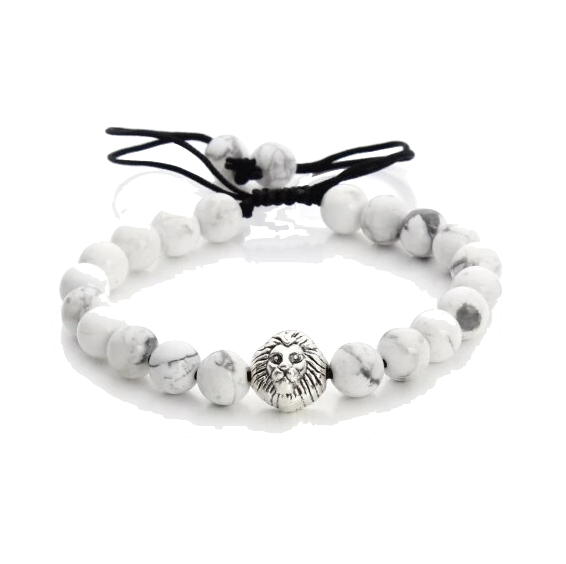 Bracelet Lion Perle Blanche