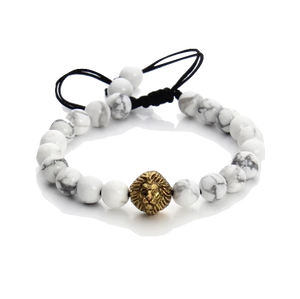 Bracelet Lion Perle Blanche