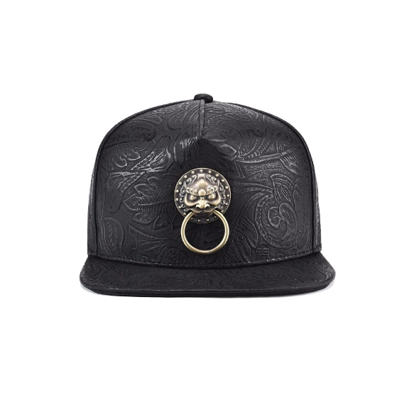 Casquette  Tête de lion <br>Noir de Baseball Vintage