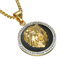 Charger l&#39;image dans la galerie, Collier tête de Lion&lt;br&gt;Fond Noir