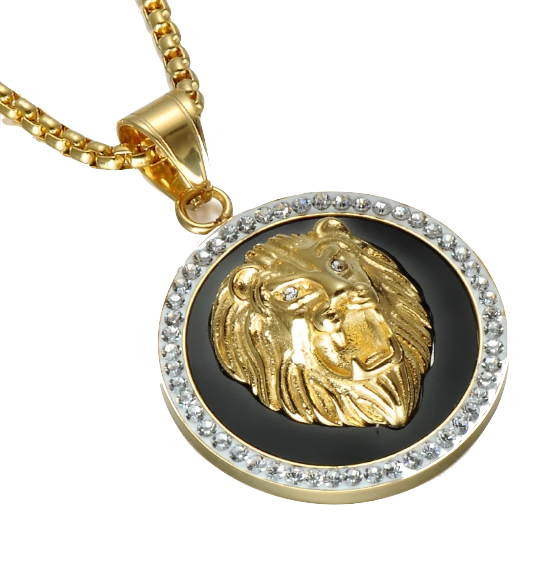 Collier tête de Lion<br>Fond Noir