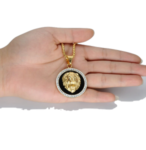 Collier tête de Lion<br>Fond Noir
