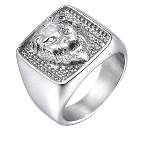 Chevalière tête de lion<br> Force (acier)