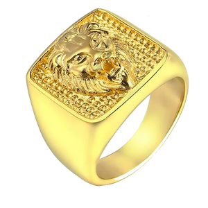 Chevalière tête de lion<br> Force (acier)