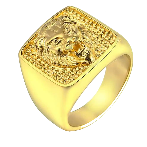 Chevalière tête de lion<br> Force (acier)