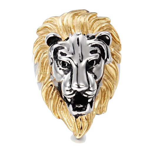 Bague Tête de Lion Crinière Or (acier)