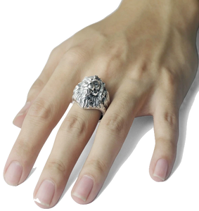 Bague Tête de Lion redoutable (argent)