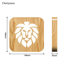 Charger l&#39;image dans la galerie, Lampe en bois Tête de lion