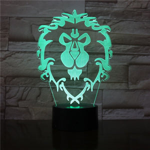 Lampe Lion 3D Illusion 7 couleurs