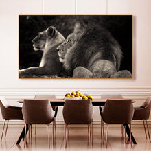 Charger l&#39;image dans la galerie, Tableau Noir et blanc&lt;br&gt;lion/lionne