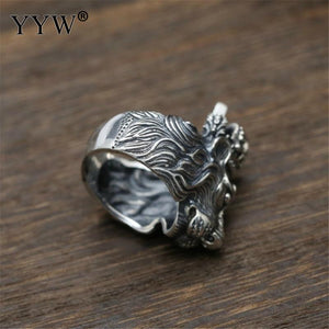 Bague Tête de Lion<br>Sagesse (argent)