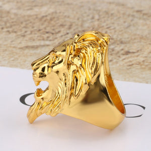 Bague Tête de Lion<br>Rugit Or  (acier)