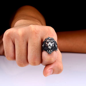 Bague tête de Lion Chef (acier)