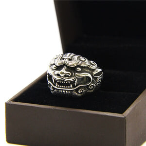 Bague Tête de Lion<br> Asiatique (argent)