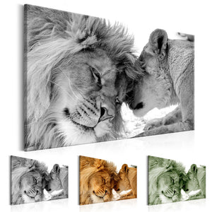 Toile de lion et lionne